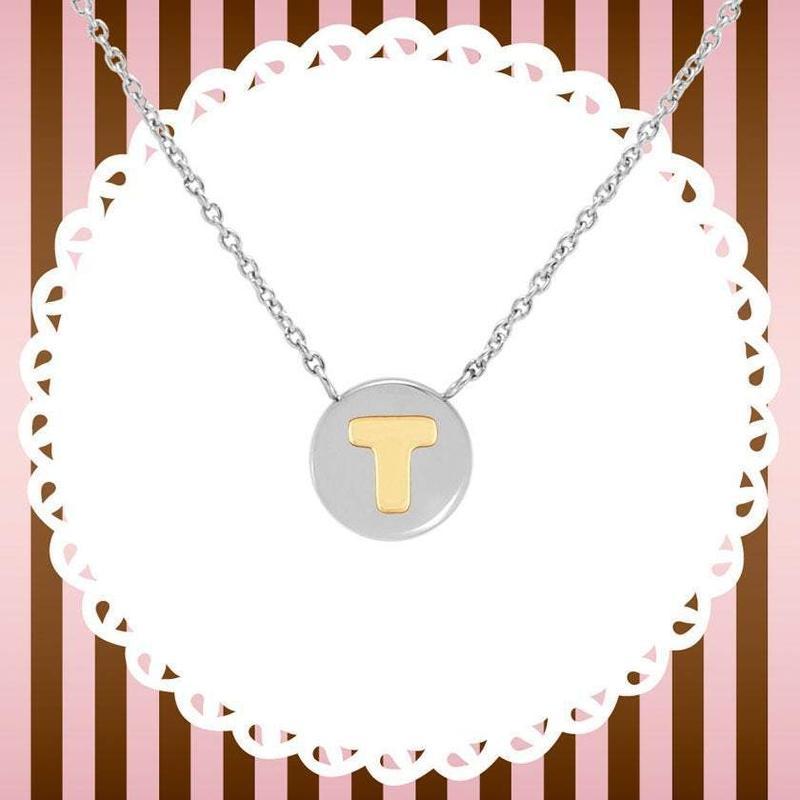 Nomination Necklace with Letter T in Gold
