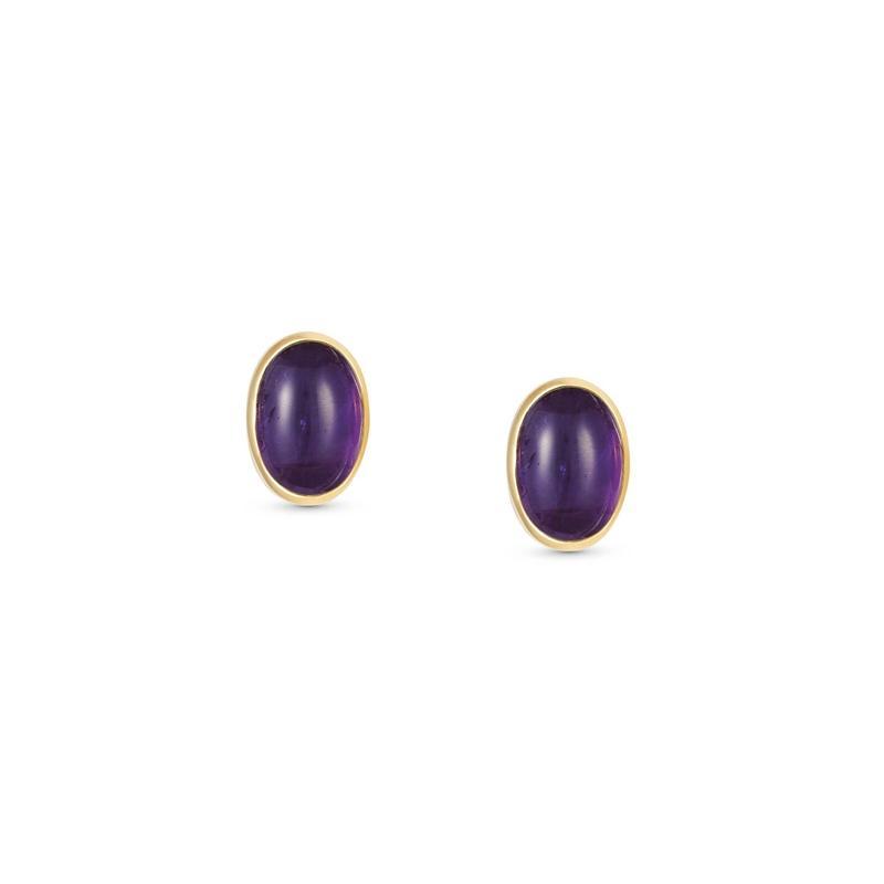 Nomination Oval Cabochon YG Stud Earrings Amethyst