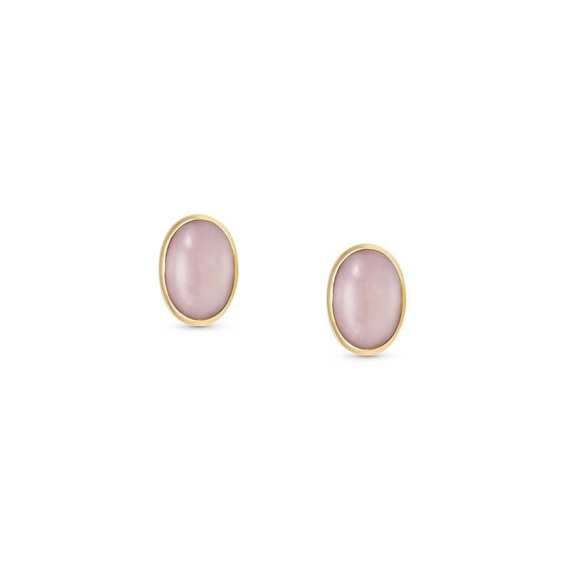 Nomination Oval Cabochon YG Stud Earrings Pink Syn. Opal