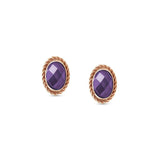 Nomination Oval Facet CZ RG Stud Earrings Purple