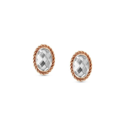 Nomination Oval Facet CZ RG Stud Earrings White