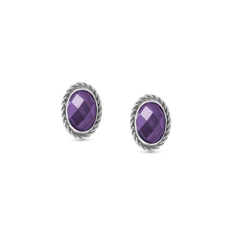 Nomination Oval Facet CZ Stud Earrings Purple