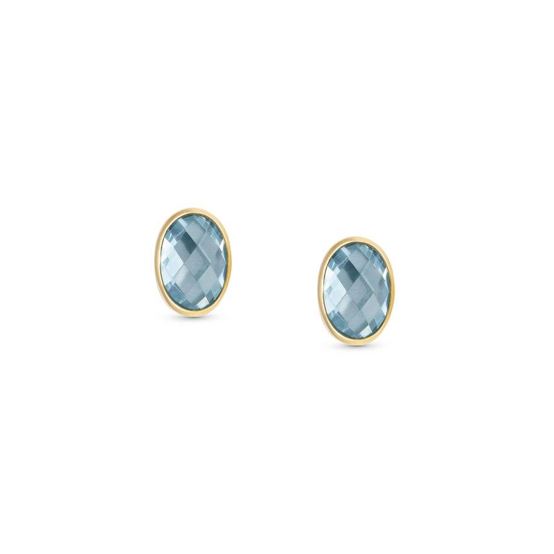 Nomination Oval Facet CZ YG Stud Earrings L.Blue