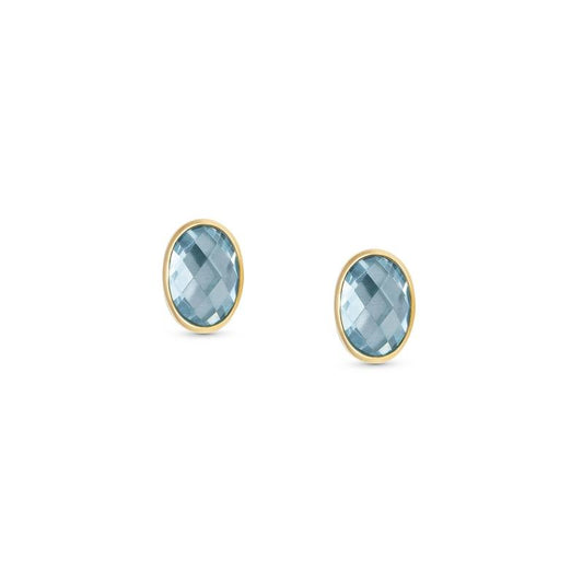 Nomination Oval Facet CZ YG Stud Earrings L.Blue