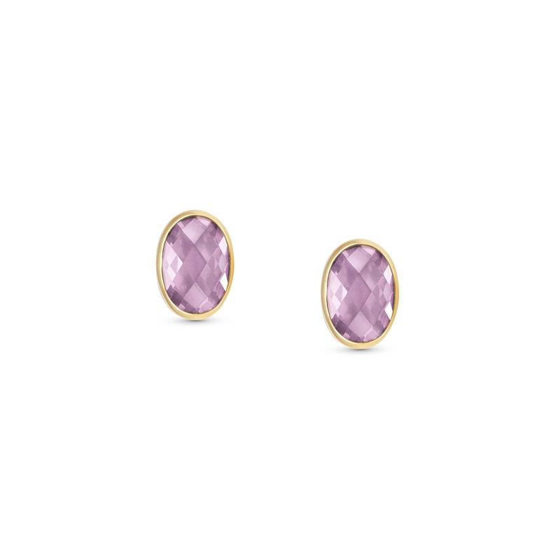 Nomination Oval Facet CZ YG Stud Earrings Pink