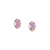 Nomination Oval Facet CZ YG Stud Earrings Pink