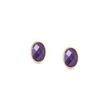 Nomination Oval Facet CZ YG Stud Earrings Purple