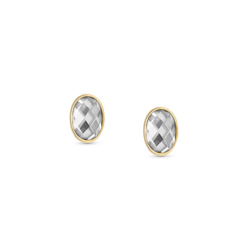 Nomination Oval Facet CZ YG Stud Earrings White