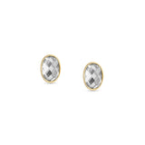 Nomination Oval Facet CZ YG Stud Earrings White