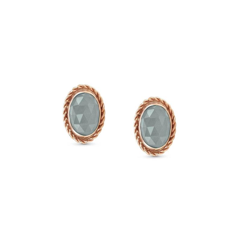 Nomination Oval Facet RG Stud Earrings Aquamarine