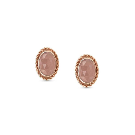 Nomination Oval Facet RG Stud Earrings Orange Chalcedony