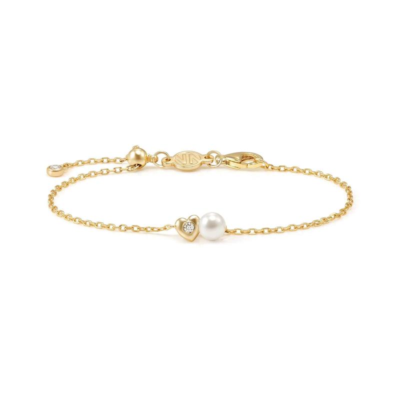 Nomination Pearls Loop Bracelet, Heart and Pearl, Gold