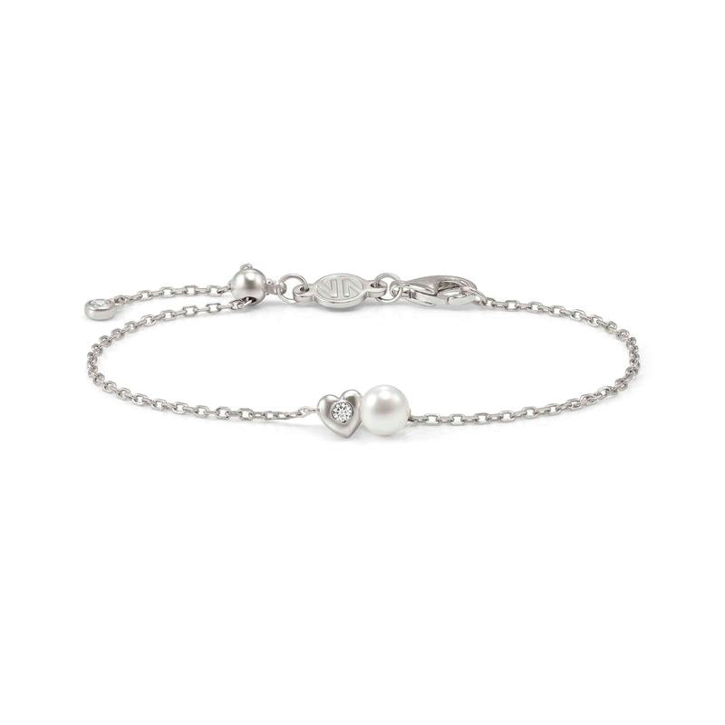 Nomination Pearls Loop Bracelet, Heart and Pearl, Sterling Silver