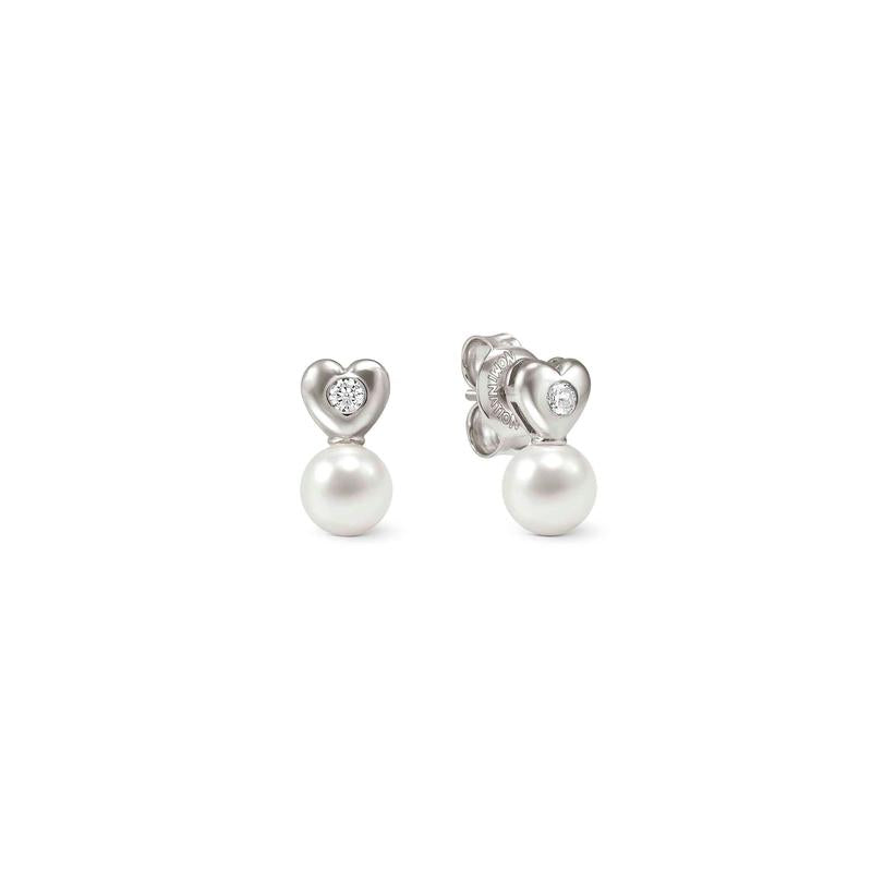 Nomination Pearls Loop Earrings, Heart and Pearl, Sterling Silver