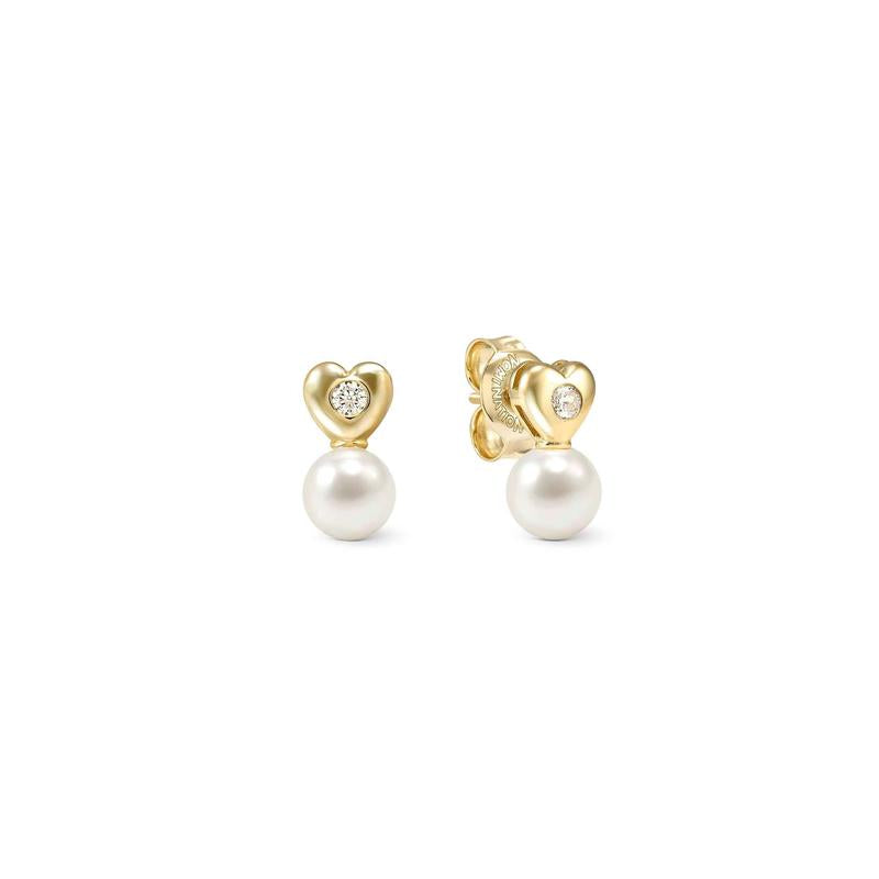 Nomination Pearls Loop Earrings, Heart and Pearl, Gold