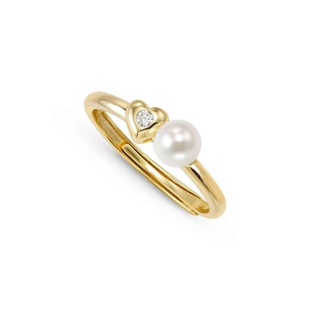 Nomination Pearls Loop Heart Silver Ring
