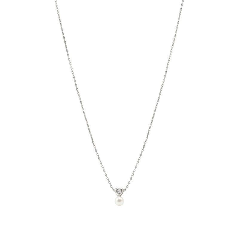 Nomination Pearls Loop Necklace, Heart and Pearl, Sterling Silver