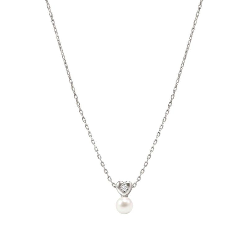 Nomination Pearls Loop Necklace, Heart and Pearl, Sterling Silver