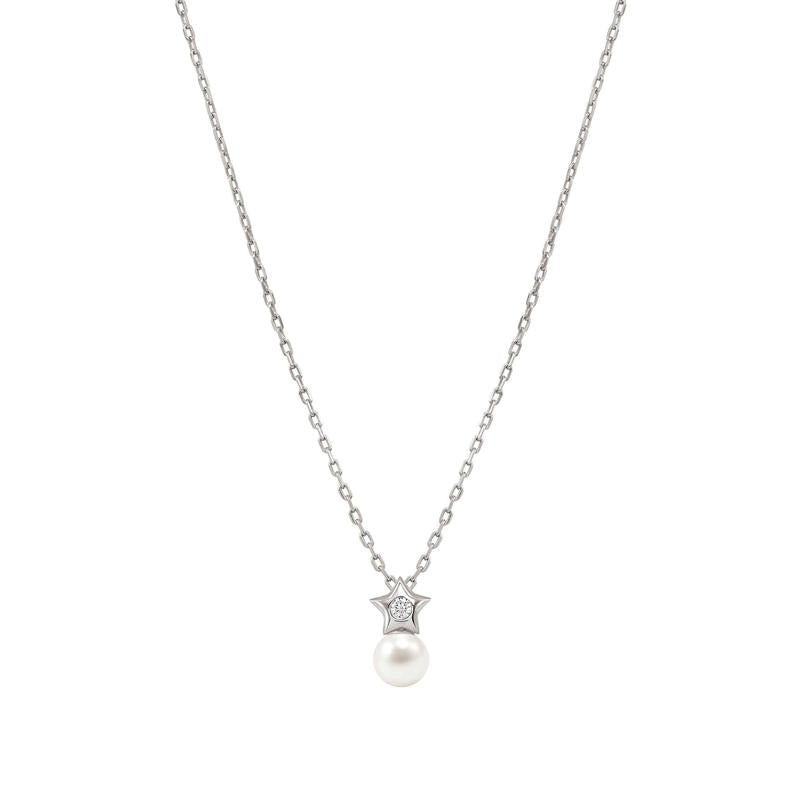 Nomination Pearls Loop Necklace, Star and Pearl, Sterling Silver