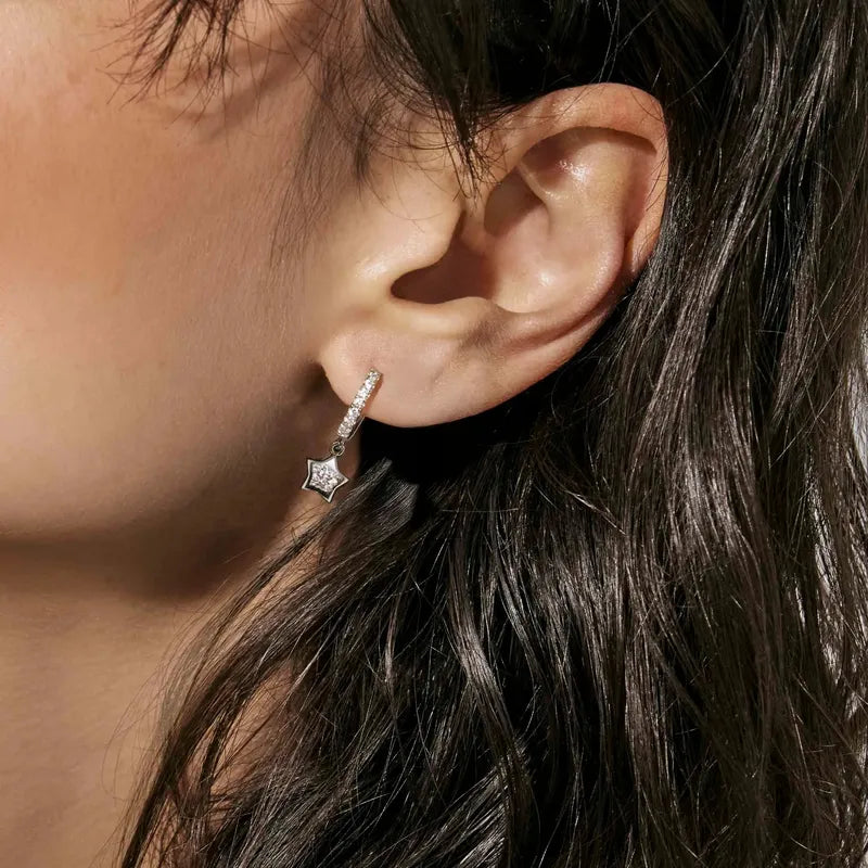 Nomination Petit Sparkle Silver Star Hoop Earrings
