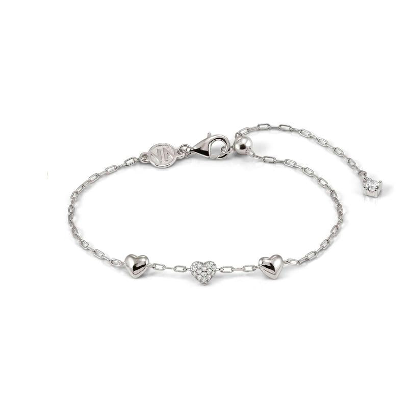 Nomination Precious Moves Bracelet with 3 Hearts, Sterling Silver