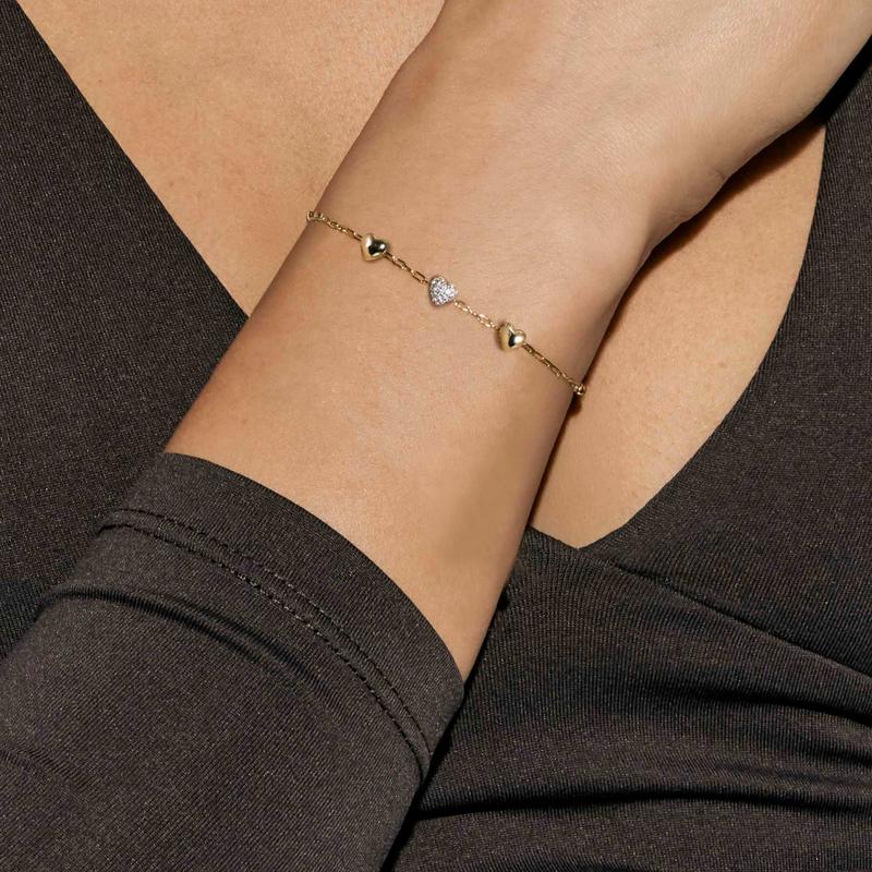 Nomination Precious Moves Bracelet with 3 Hearts, Sterling Silver