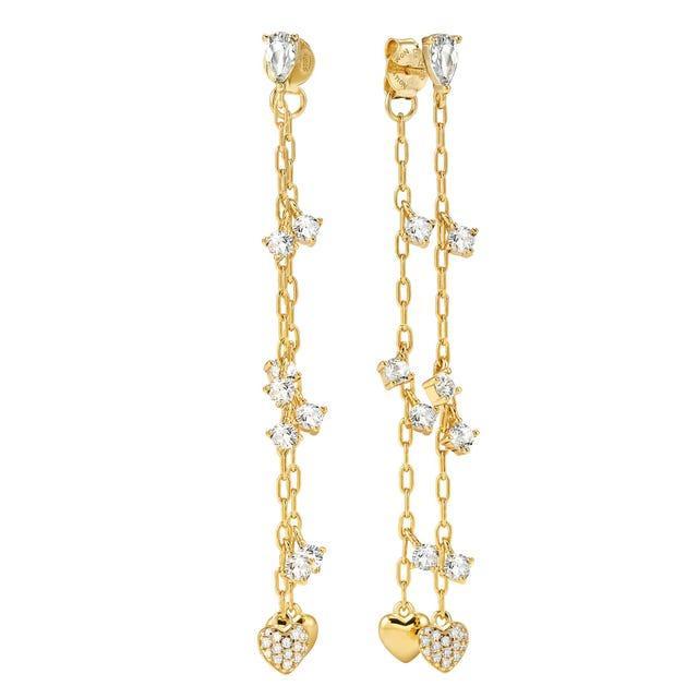 Nomination Precious Moves Hearts CZ Drop Earrings