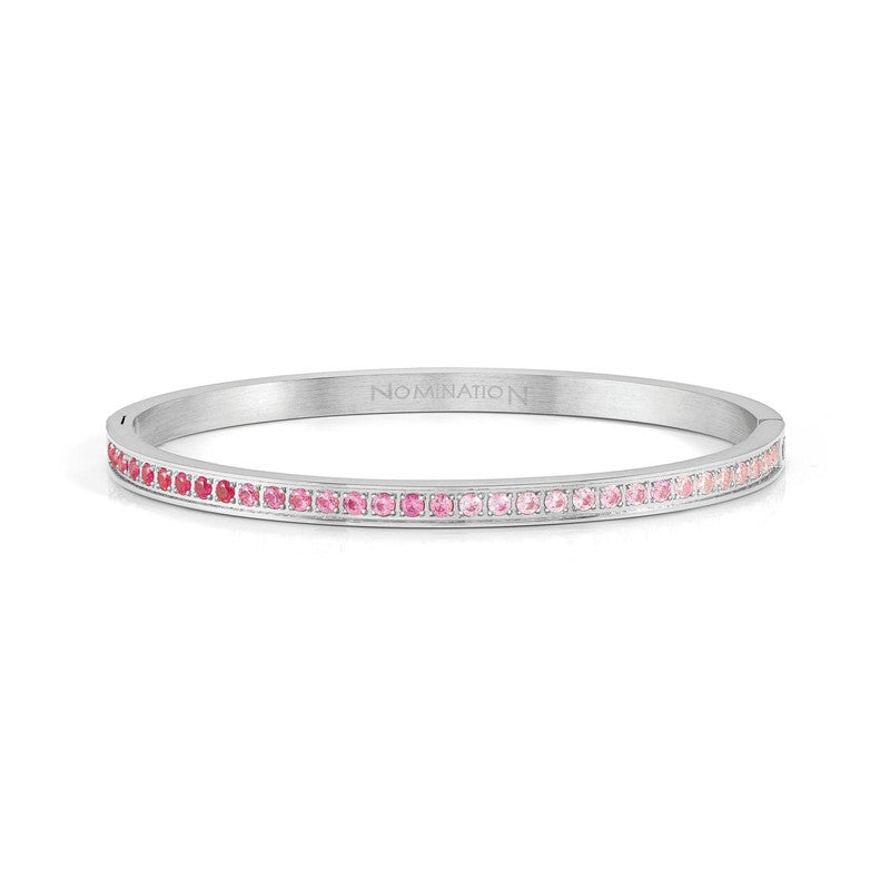 Nomination Pretty Bangle, Pink Cubic Zirconia, Silver, Stainless Steel