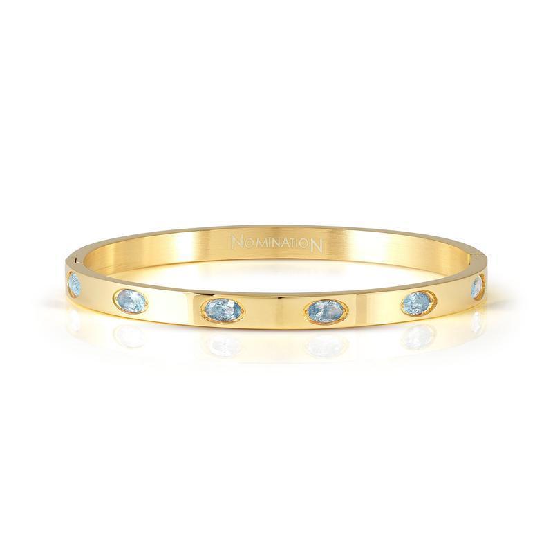 Nomination Pretty Bangle, Rigid Bracelet, Yellow PVD & Coloured Stones