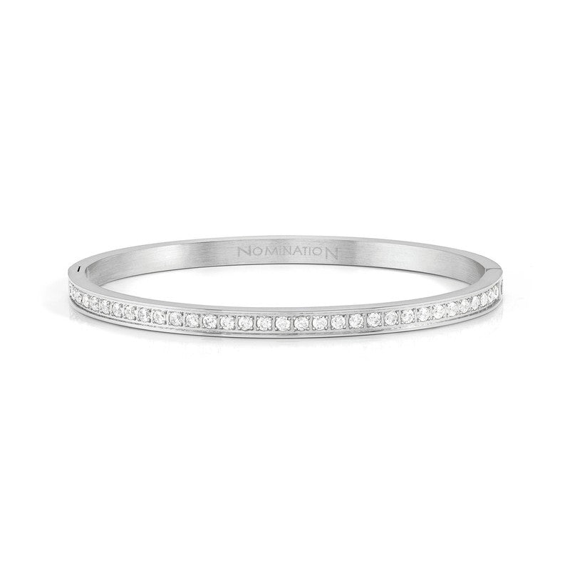 Nomination Pretty Bangle, White Cubic Zirconia, Silver, Stainless Steel