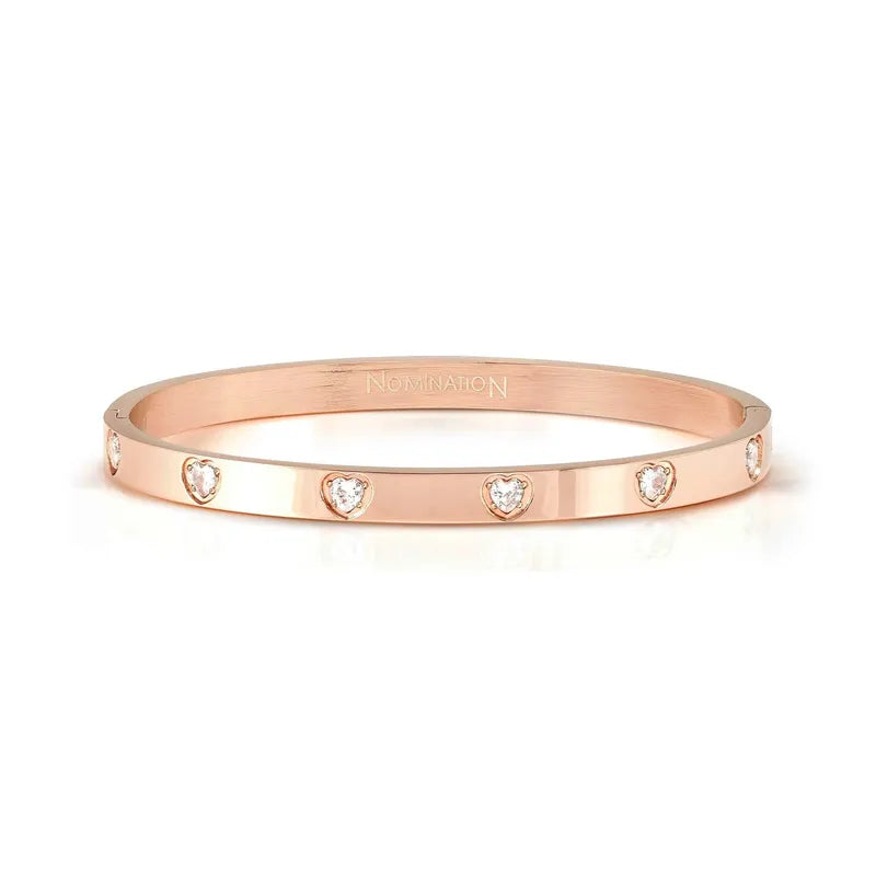 Nomination Pretty Bangles Rose Gold Bracelet White Heart Cubic Zirconia