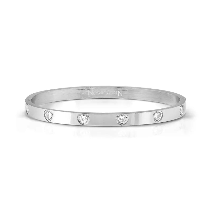 Nomination Pretty Bangles Silver Bracelet White Heart Cubic Zirconia