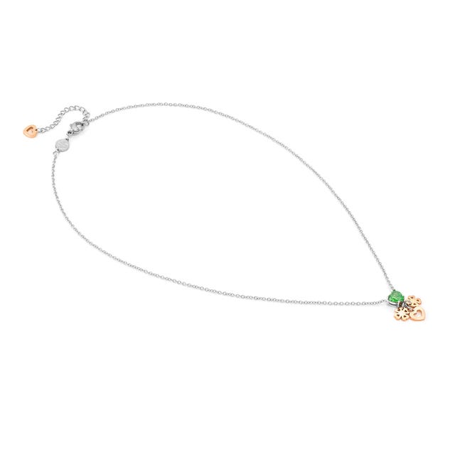 Nomination Principessina Necklace Pendant, Four-Leaf Clover, Cubic Zirconia, Rose Gold