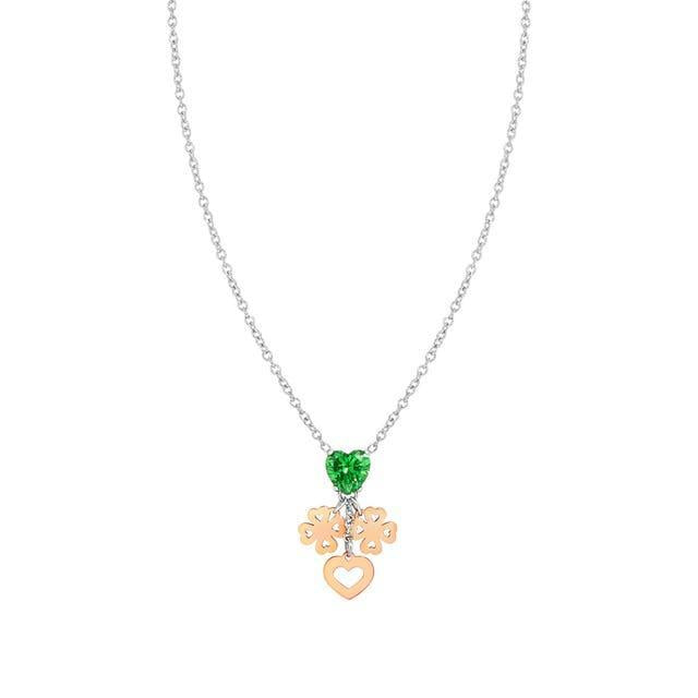 Nomination Principessina Necklace Pendant, Four-Leaf Clover, Cubic Zirconia, Rose Gold