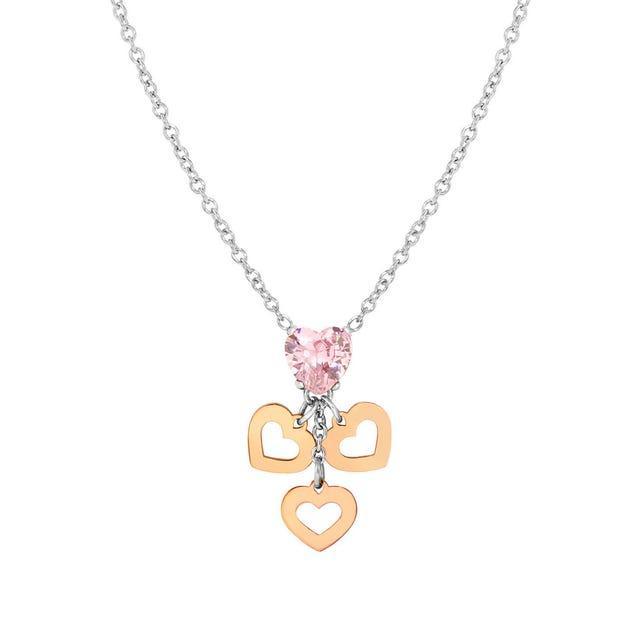 Nomination Principessina Necklace Pendant, Heart, Cubic Zirconia, Rose Gold