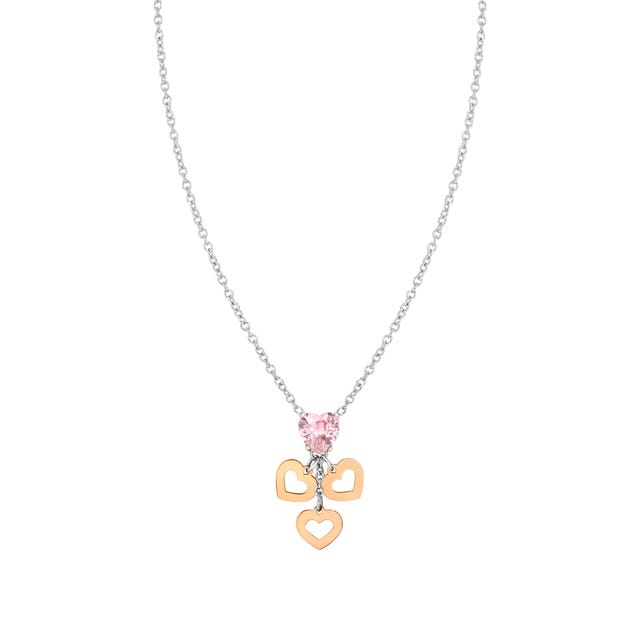 Nomination Principessina Necklace Pendant, Heart, Cubic Zirconia, Rose Gold