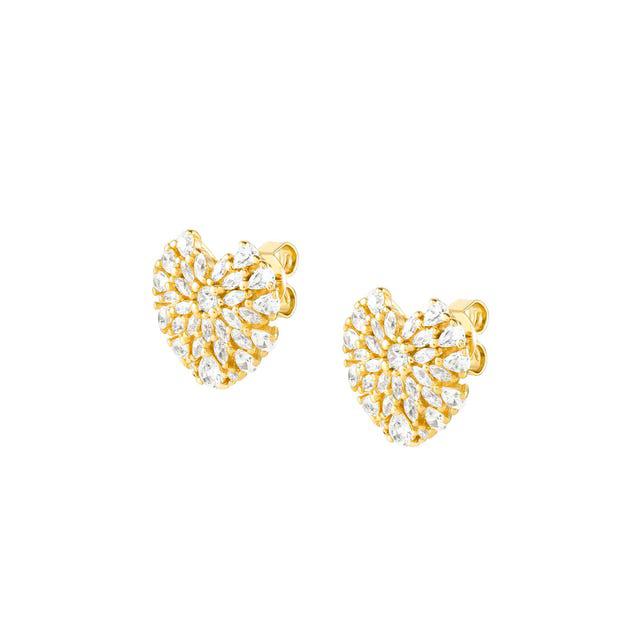 Nomination RayOfLight Earrings, Heart, White Cubic Zirconia, Gold