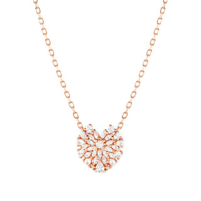 Nomination RayOfLight Necklace, Heart, White Cubic Zirconia, Rose Gold