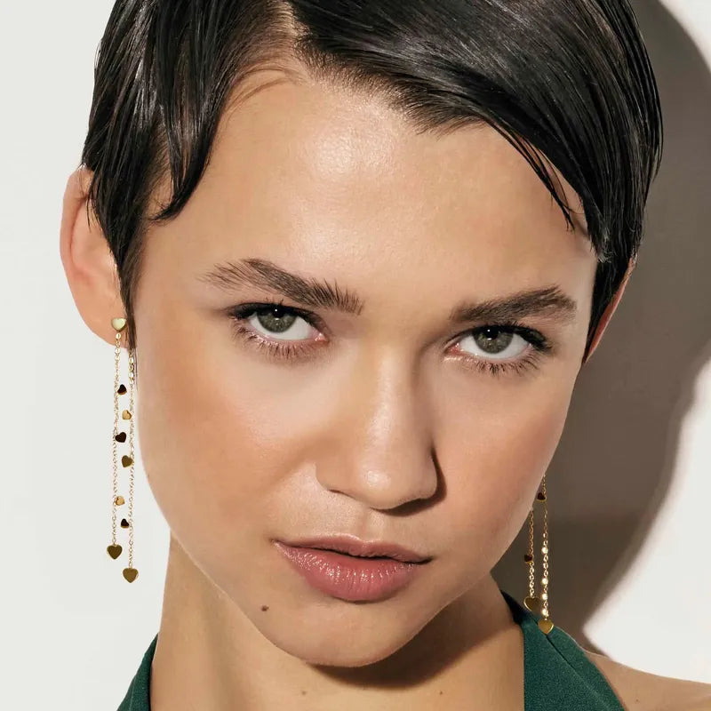 Nomination Ritmatika Double Chain Gold Heart Earrings