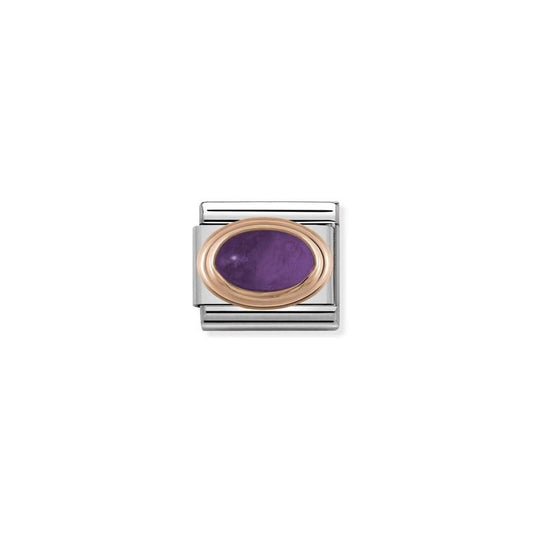 Nomination Rose Gold, Enamel with Oval Natural Stones Amethyst Link