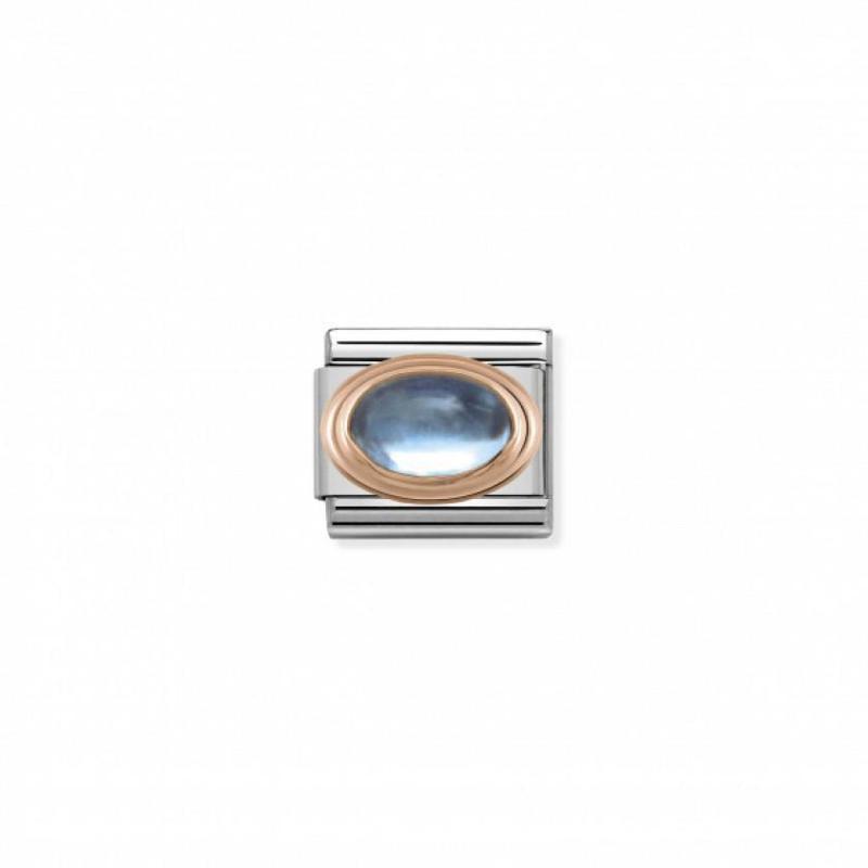 Nomination Rose Gold, Enamel with Oval Natural Stones Blue Topaz Link