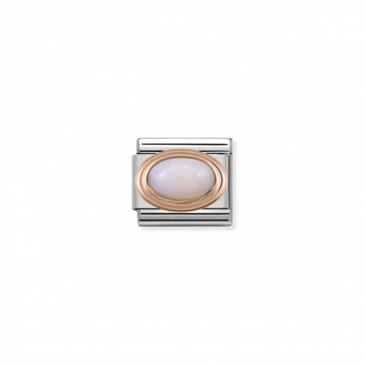 Nomination Rose Gold, Enamel with Oval Natural Stones Rose Quartz Link