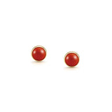 Nomination Round Cab Stone YG Stud Earrings Red Coral