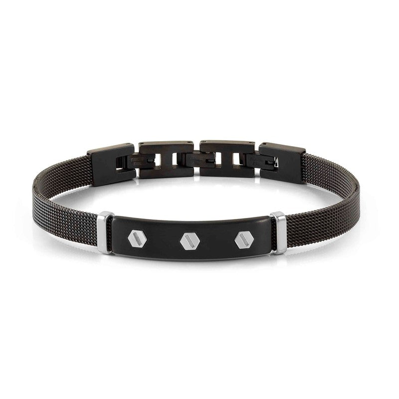 Nomination #SeaLover Bracelet, Mesh Screw, Black, Sterling Silver