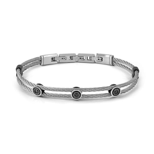 Nomination #SeaLover Bracelet, Screw, Cable, Black Cubic Zirconia, Sterling Silver