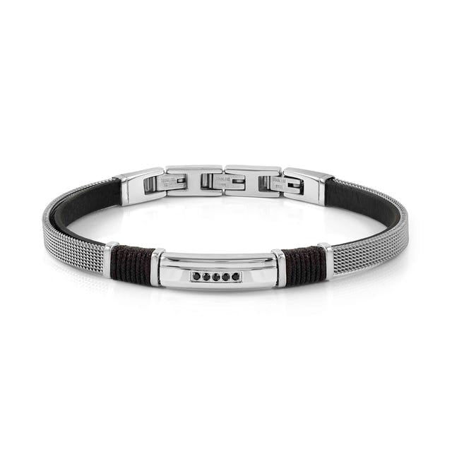 Nomination SeaLover Steel Bracelet Leather Strap Cubic Zirconia
