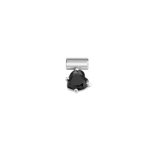 Nomination SeiMia Charm, Heart, Black Cubic Zirconia, Silver