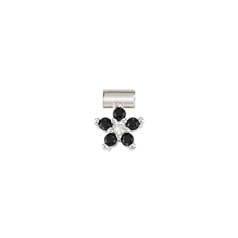 Nomination SeiMia Flora Pendant, Flower, Black Cubic Zirconia, Silver