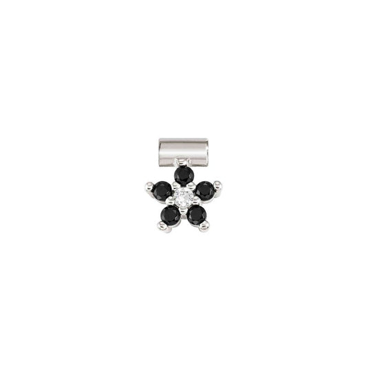 Nomination SeiMia Flora Pendant, Flower, Black Cubic Zirconia, Silver