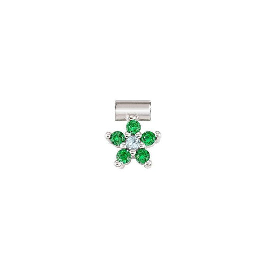 Nomination SeiMia Flora Pendant, Flower, Green Cubic Zirconia, Silver